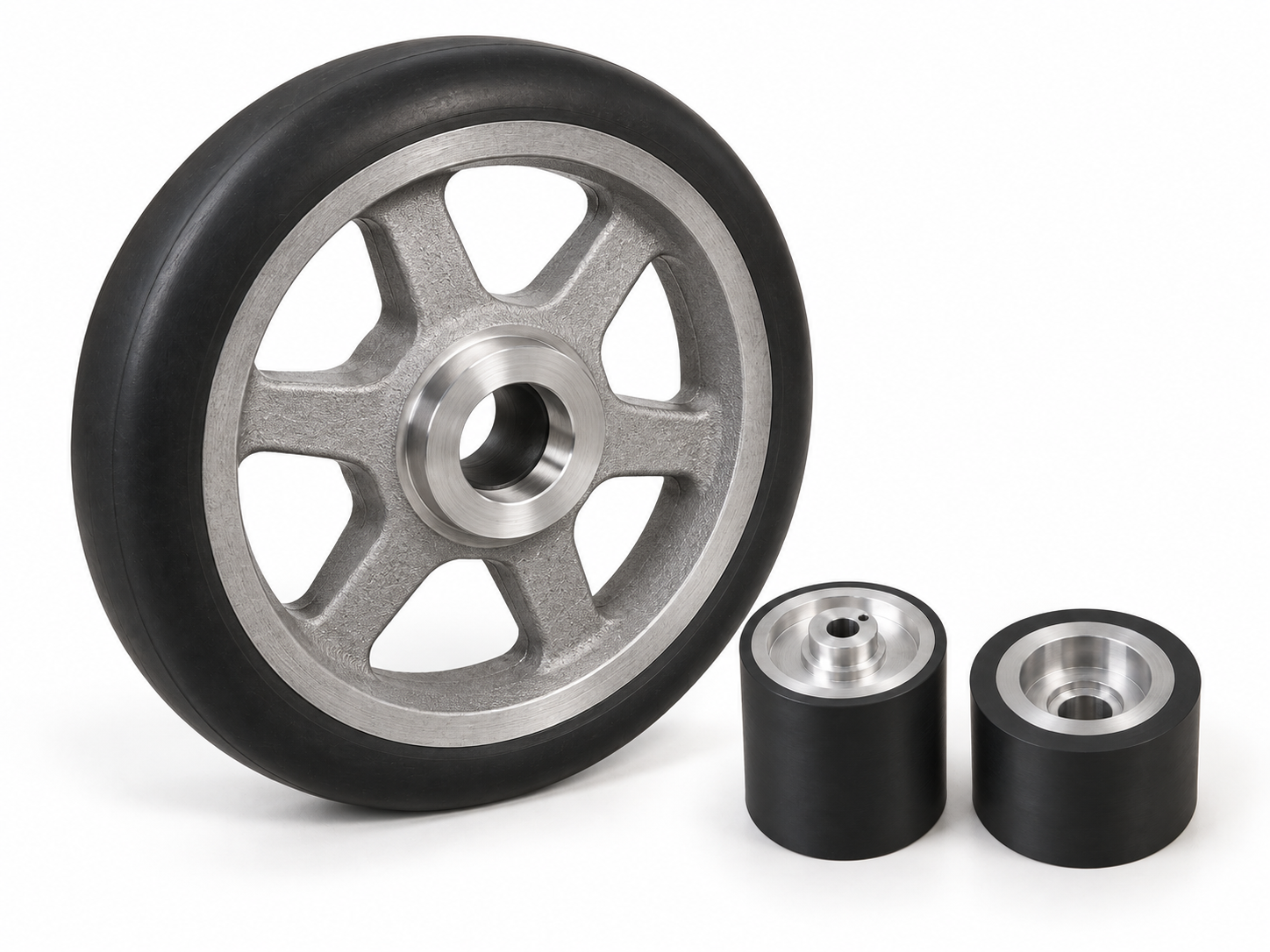 Rubber coating of rollers and wheels